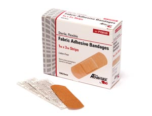 Bandage Adhesive Strip ProAdvantage 1 X 3 Inch Fabric Rectangle Tan Sterile (100/BX 12BX/CS) by Pro Advantage  ID P150120